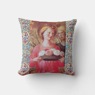 ANGEL MIT ROSE UND ROTEN BLAUEN GEMSTONS KISSEN