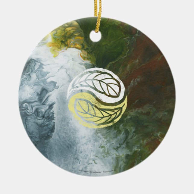 Angel mit Yin Yang Feathers Keramik Ornament (Vorne)