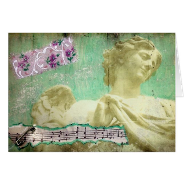 Angel Mixed Media Collage Light Green Hintergrund (Vorderseite (Horizontal))