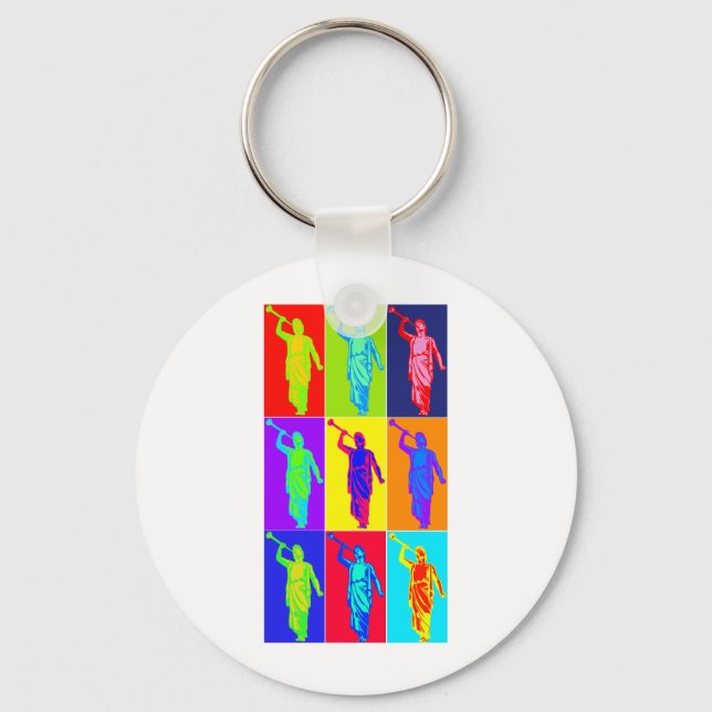Angel Moroni Pop Art Schlüsselanhänger (Vorderseite)