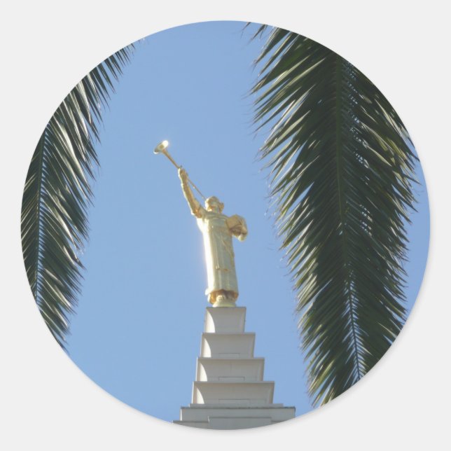 Angel Moroni Runder Aufkleber (Vorderseite)