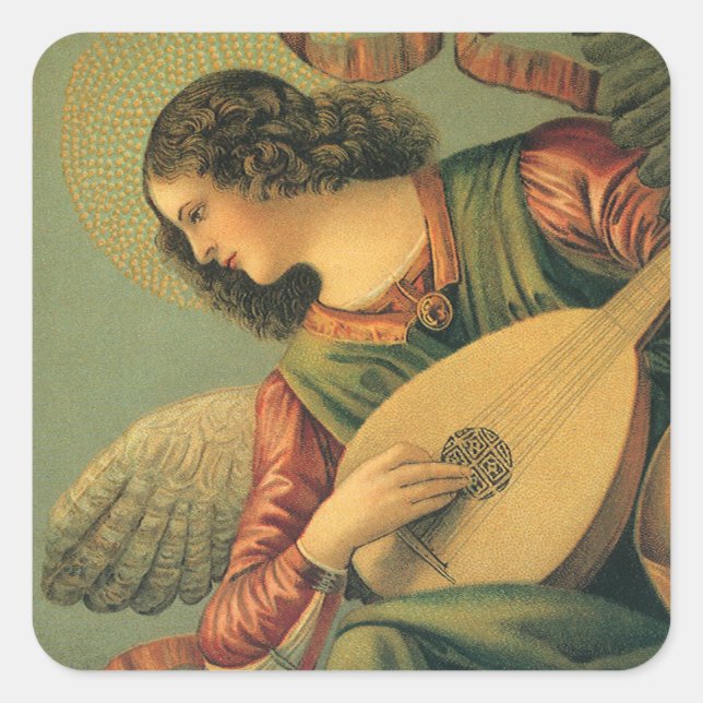 Angel Musician, Melozzo da Forli, Renaissance Art Quadratischer Aufkleber (Vorderseite)