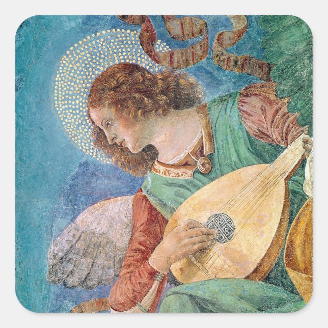 Angel Musician Quadratischer Aufkleber (Vorderseite)