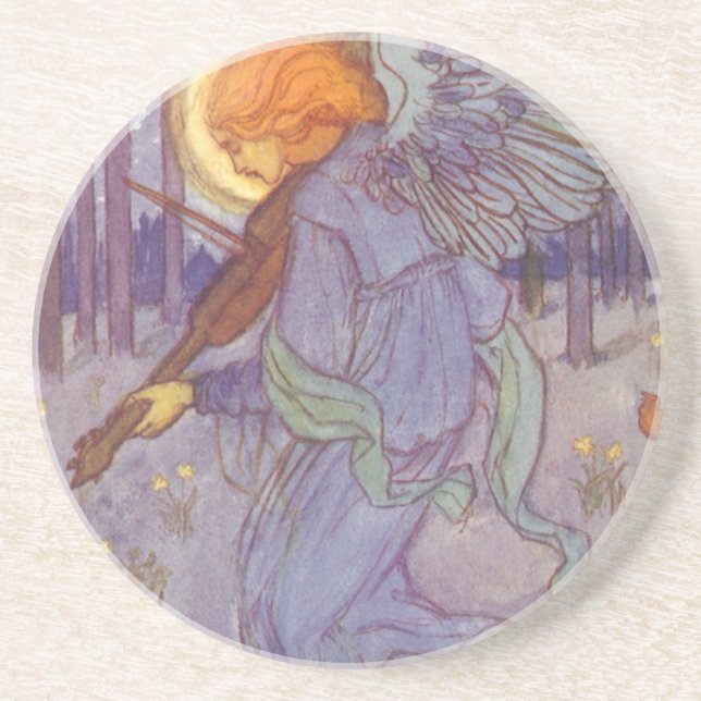 Angel Musician Violine spielen, Vintage Musik Untersetzer (Vorne)