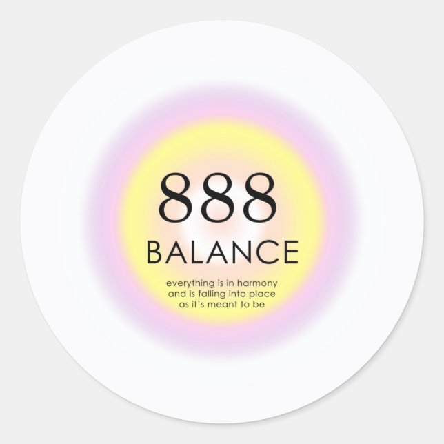 Angel Numerologie = 888 Balance Runder Aufkleber (Vorderseite)