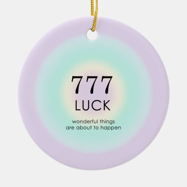 Angel Numerology 777 Luck Keramik Ornament (Vorne)