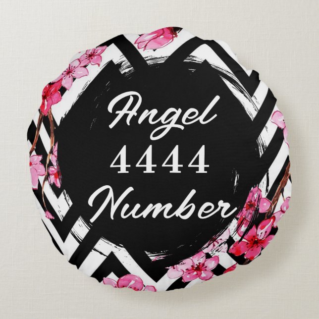 Angel Nummer "4444" Rundes Kissen (Rückseite)