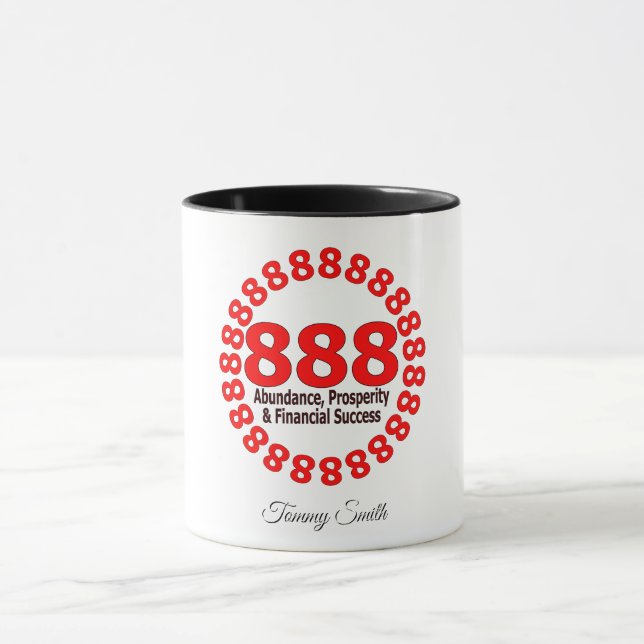 Angel Nummer 888 - Überfluss und unendliche Segnun Tasse (Zentrum)