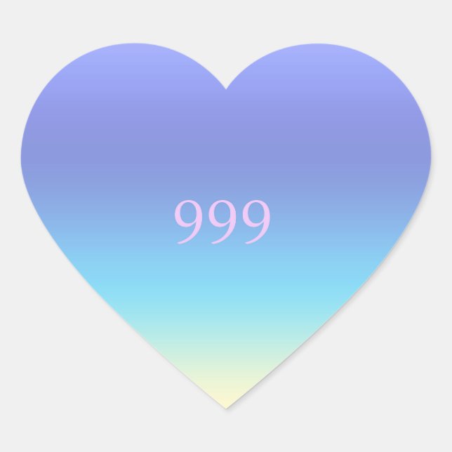 Angel Nummer 999 - Herz-Aufkleber (Vorderseite)