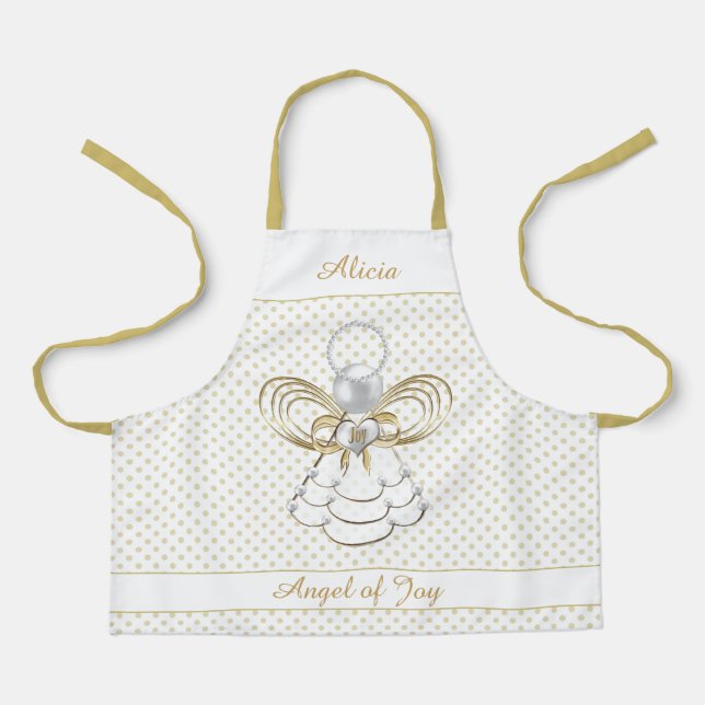 Angel of Joy Gold Filigree Christmas Gold Dots Schürze (Vorderseite)