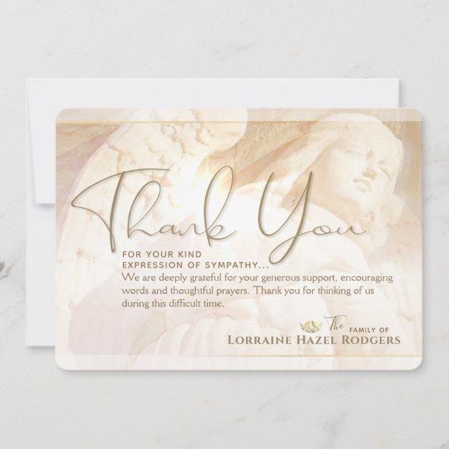 Angel of Light Memorial Beileid Dankeschön Card Einladung (Vorderseite)
