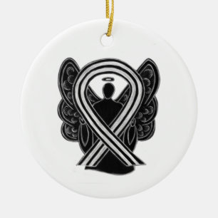Angel-Ornamente aus schwarzem und weißem Bewusstse Keramik Ornament