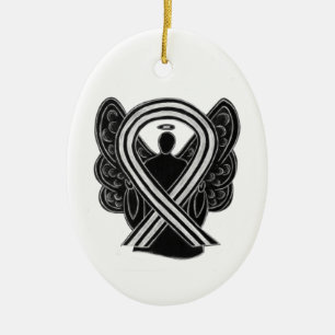 Angel-Ornamente aus schwarzem und weißem Bewusstse Keramikornament