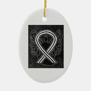 Angel-Ornamente aus schwarzem und weißem Bewusstse Keramikornament