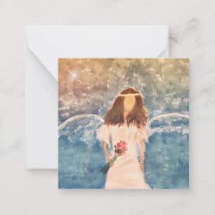 Angel painting mini notecard 2,5" mitteilungskarte