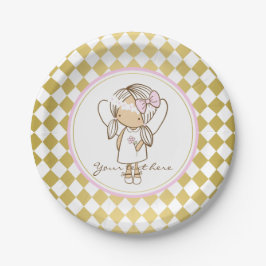 Angel Paper Teller-Gold und Rosa Pappteller