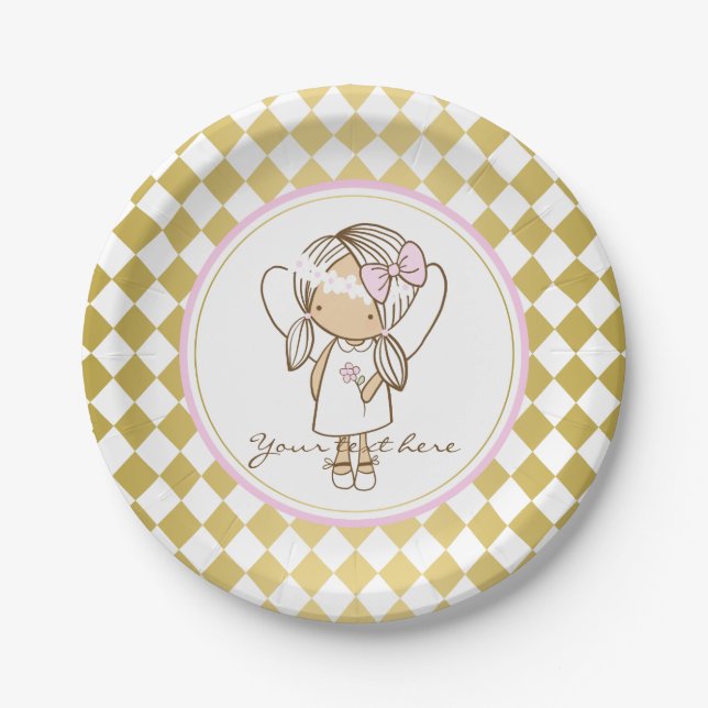 Angel Paper Teller-Gold und Rosa Pappteller (Vorderseite)