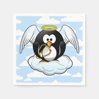 Angel Penguin auf einer Wolke mit Himmelshintergru Serviette