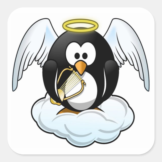 ANGEL PENGUIN QUADRATISCHER AUFKLEBER (Vorderseite)
