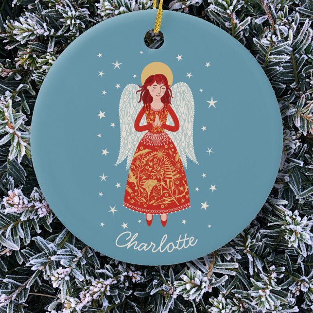 Angel Personalisiert Keramik Ornament (Angel personalized custom name Christmas ornament)
