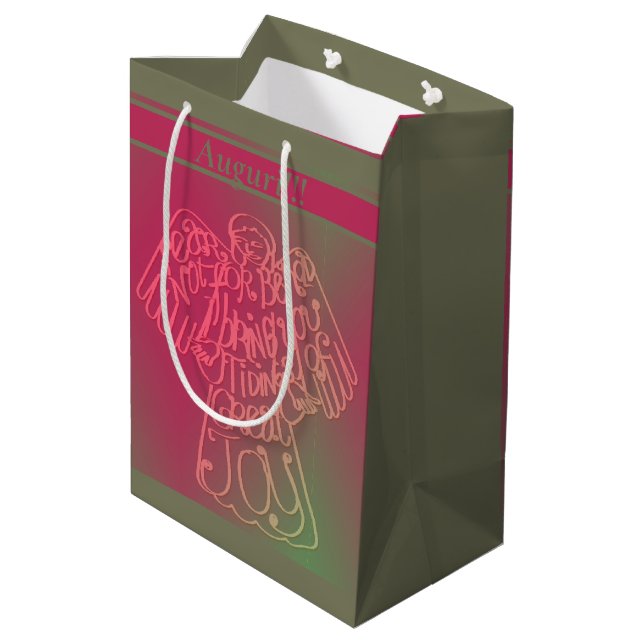Angel Pink & Gray Geschenktasche Mittlere Geschenktüte (Rückseite Schrägansicht)
