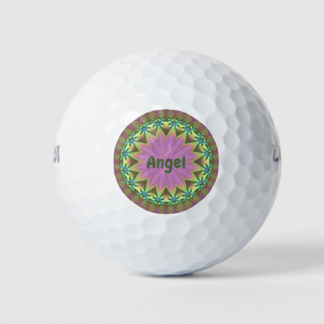 ANGEL ~ Pink Green Fraktal Design ~ Golfball (Vorderseite)