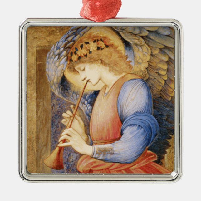 Angel Playing a Flageolet (von Edward Burne-Jones) Ornament Aus Metall (Vorne)