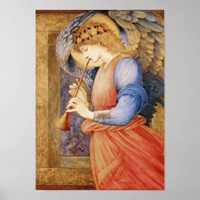 Angel Playing a Flageolet (von Edward Burne-Jones) Poster (Vorne)