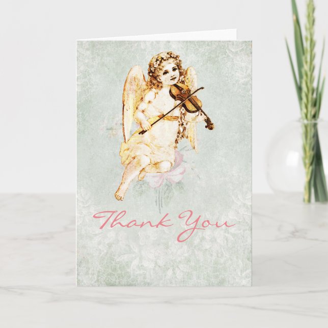 Angel Playing a Violin Thank You Dankeskarte (Vorderseite)