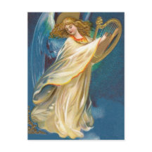 Angel Playing Music On A Harp