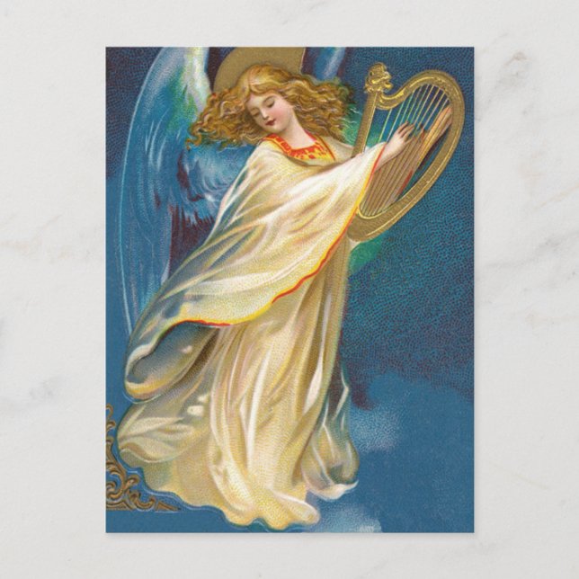 Angel Playing Music On A Harp Postkarte (Vorderseite)