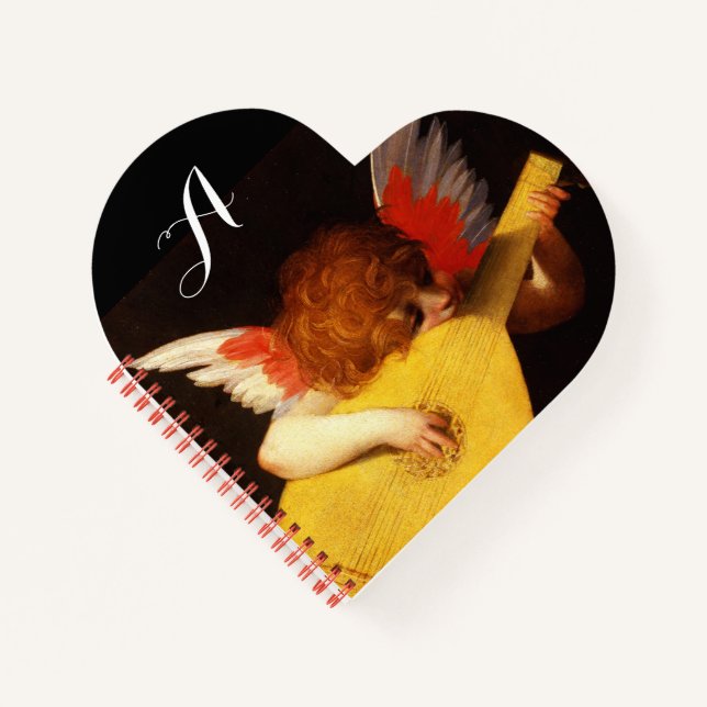 ANGEL PLAYY LUTE Music Making Cherub Monogram Notizbuch (Vorderseite)