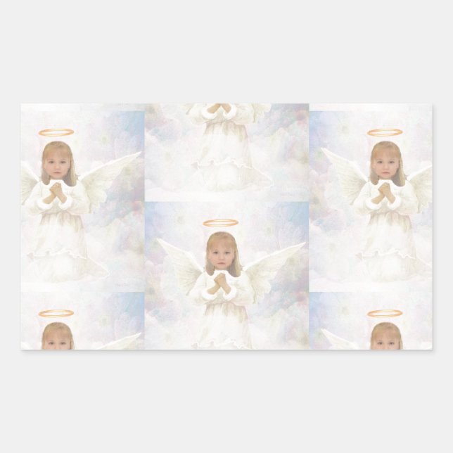 Angel Praying Rechteckiger Aufkleber (Vorderseite)