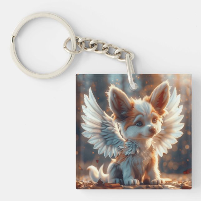 Angel Puppy Digital Art Schlüsselanhänger (Vorderseite)