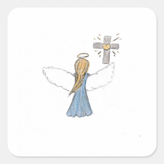 Angel Quadratischer Aufkleber (Vorderseite)