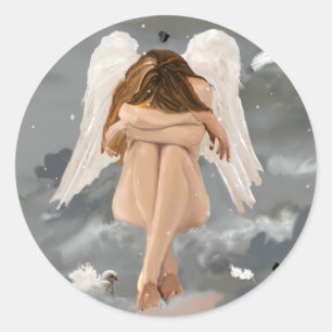 Angel Resting Runder Aufkleber