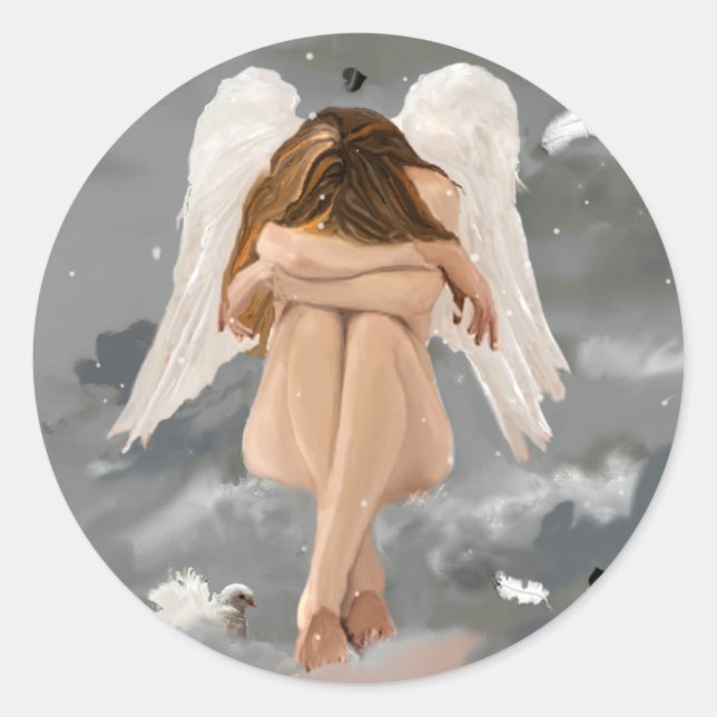 Angel Resting Runder Aufkleber (Vorderseite)