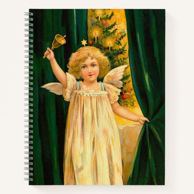 Angel ringing the bell for Christmas time Notizbuch (Vorderseite)