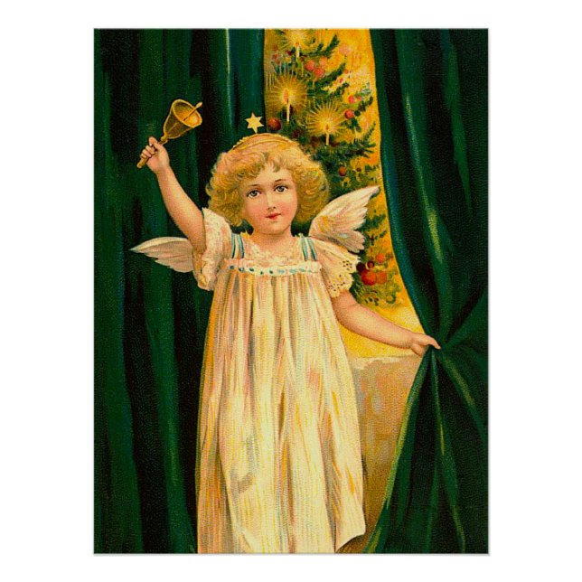 Angel ringing the bell for Christmas time Poster (Vorderseite)