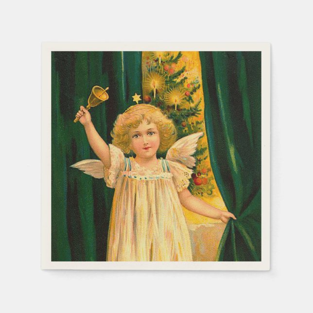Angel ringing the bell for Christmas time Serviette (Vorderseite)