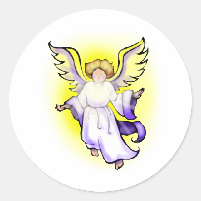 Angel Runder Aufkleber (Vorderseite)
