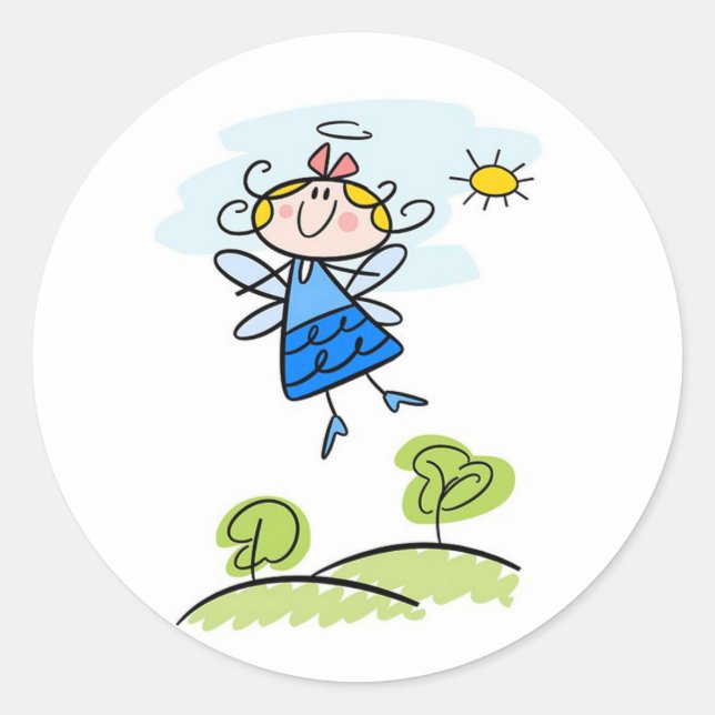 Angel Runder Aufkleber (Vorderseite)