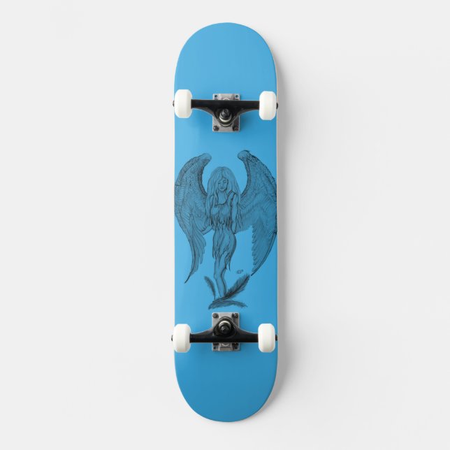 Angel - Schwarz und Blau Skateboard (Vorderseite)