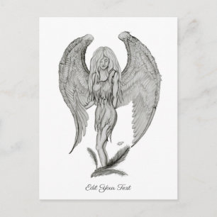 Angel, Schwarz und Weiß Postkarte