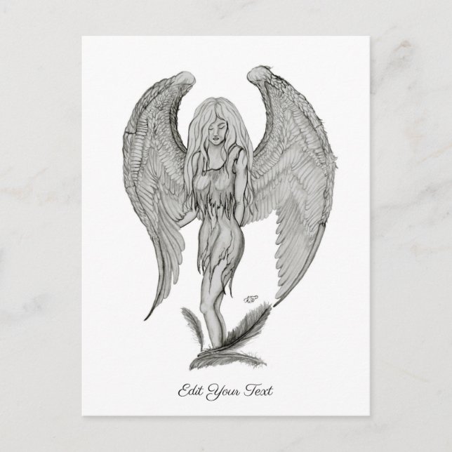 Angel, Schwarz und Weiß Postkarte (Vorderseite)
