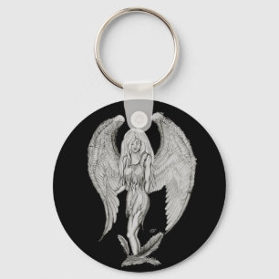 Angel Schwarzweiß-Design Schlüsselanhänger