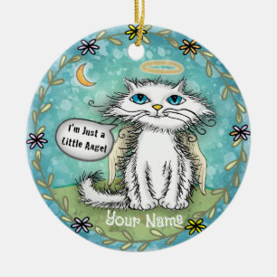 Angel Scraggles Cat Keramik Ornament