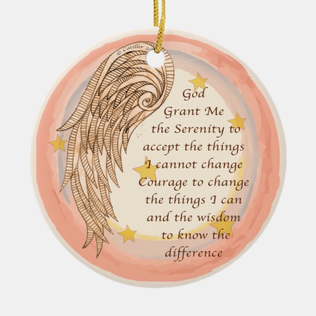 Angel Serenity Prayer Keramik Ornament (Vorne)
