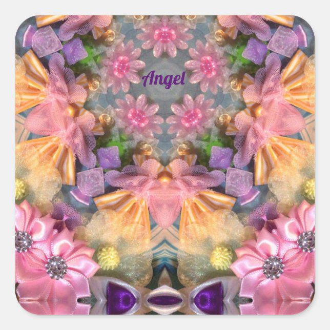 ANGEL ~ Shades Gelb, Lila, rosa, blau Quadratischer Aufkleber (Vorderseite)