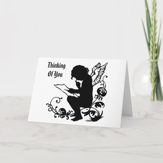 Angel Silhouette Lesen der Grußkarte Karte (Vorderseite)